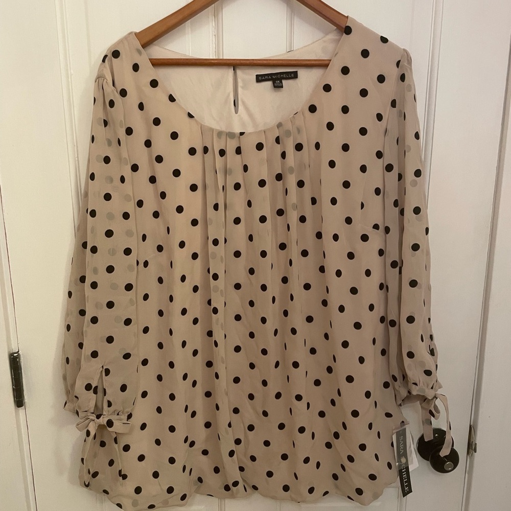 Sara Michelle Polka Dot Blouse - Cream and Black